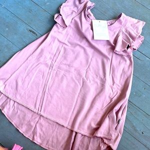 One kind clothing ruffle sleeve cross back dress girls